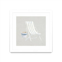 Œuvre d’art murale encadrée blanche et mate « Serene Seaside Iii Tan » 36 x 36
