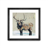 Œuvre d’art murale encadrée noire et mate « Winter Elk Neutral » 30 x 30