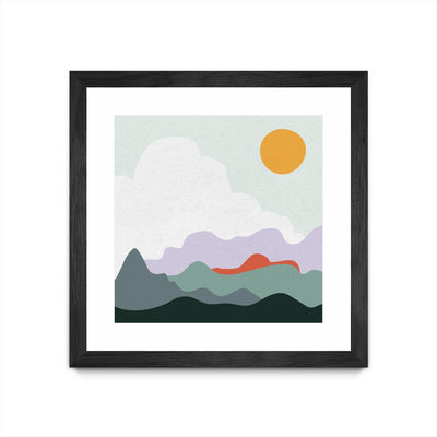 "Mountainous I" Matted and Framed Black 36x36 Wall Art