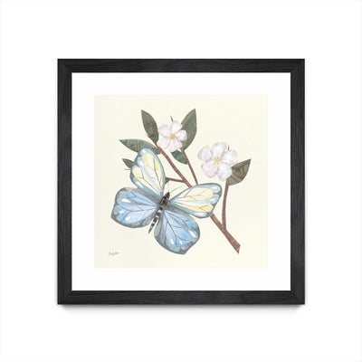 "In The Garden Butterfly" Matted and Framed Black 36x36 Wall Art