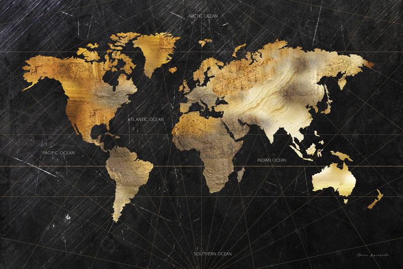 Œuvre d’art murale Giant Art « Dramatic World Map » 84 x 54