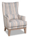 Fauteuil d’appoint Haden de 30 po en tissu avec base en bois et bordure de clous décoratifs - passages terreux multicolores