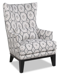  Fauteuil d’appoint Haden de 30 po en tissu avec base en bois et bordure de clous décoratifs - onyx multicolore