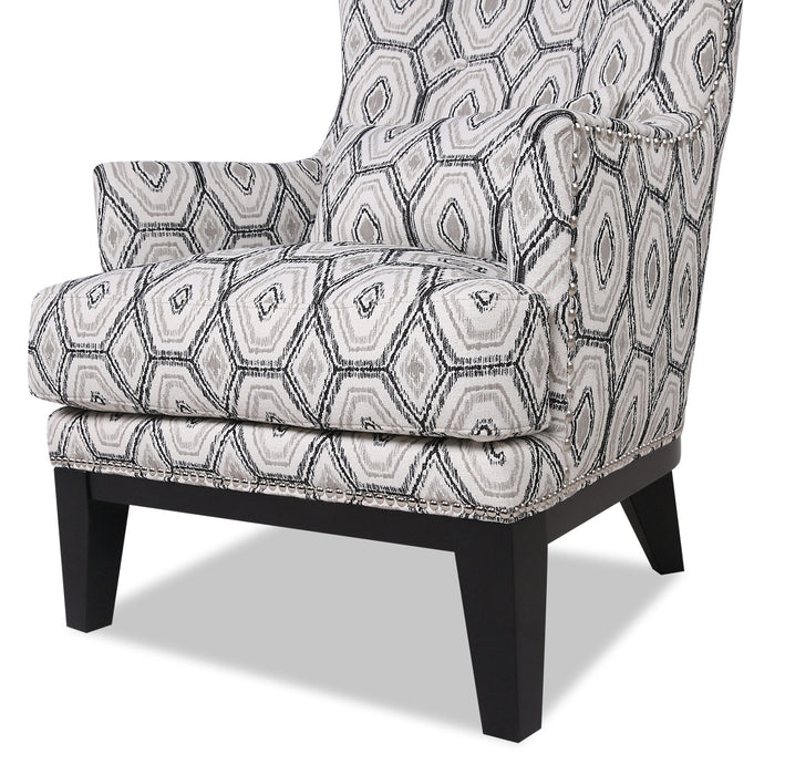 Fauteuil d’appoint Haden de 30 po en tissu avec base en bois et bordure de clous décoratifs - onyx multicolore