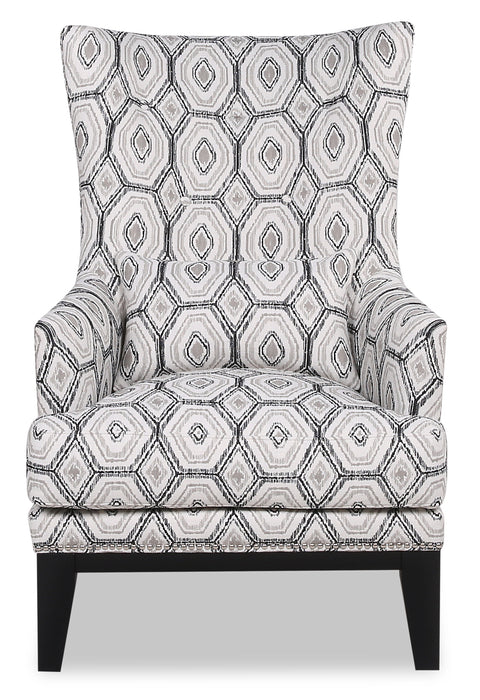 Fauteuil d’appoint Haden de 30 po en tissu avec base en bois et bordure de clous décoratifs - onyx multicolore