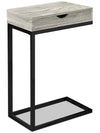 Table de fauteuil moderne Harper de 15,75 po avec rangement - grise avec pattes en métal noir