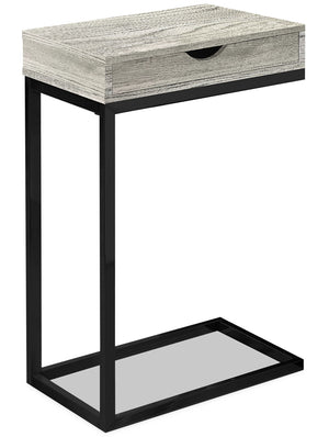 Table de fauteuil Harper à l'apparence de bois recyclé avec tiroir - grise