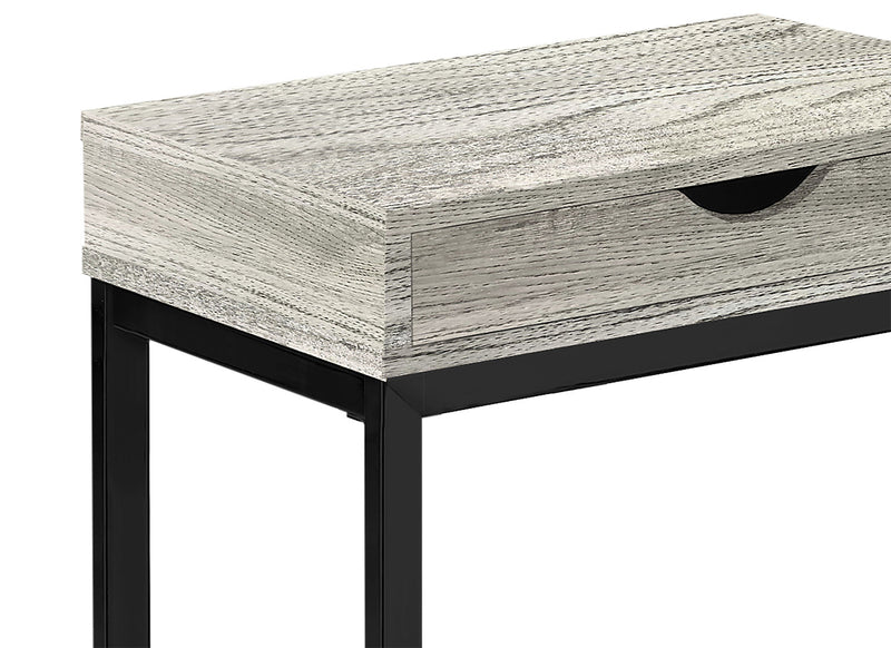 Table de fauteuil moderne Harper de 15,75 po avec rangement - grise avec pattes en métal noir