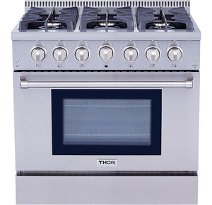 Cuisinière amovible à gaz Thor Kitchen de 5,2 pi³ – HRG3618U-SS