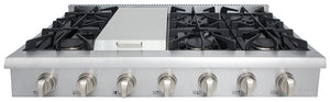Dessus de cuisinière à gaz de 48 po Thor Kitchen avec plaque chauffante - HRT4806U-SS