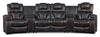 Sofa sectionnel à inclinaison électrique Hugo 5 pièces en cuir véritable avec consoles de rangement et porte-gobelets - brun
