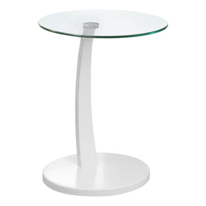 Table d’appoint en bois courbé blanc avec verre trempé