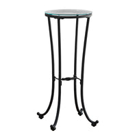 Table d’appoint en métal noir martelé avec verre trempé