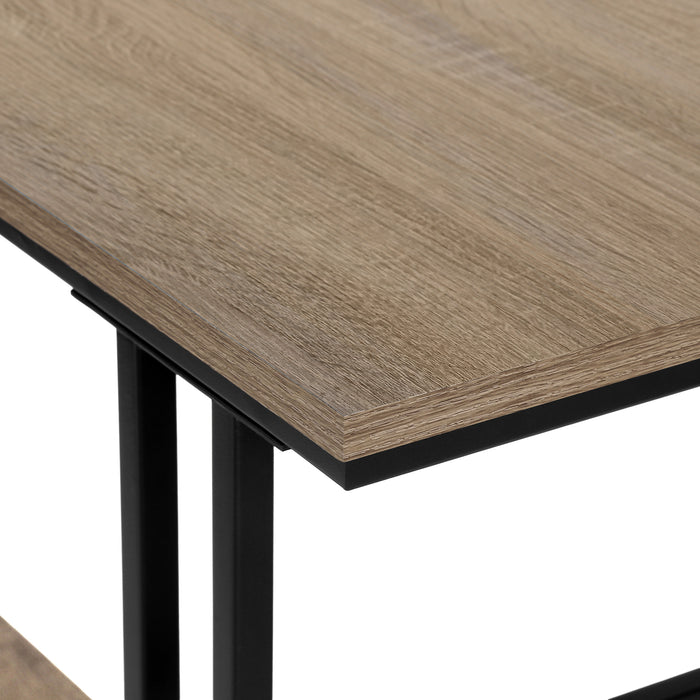 Console en métal noir et d’apparence bois taupe foncé