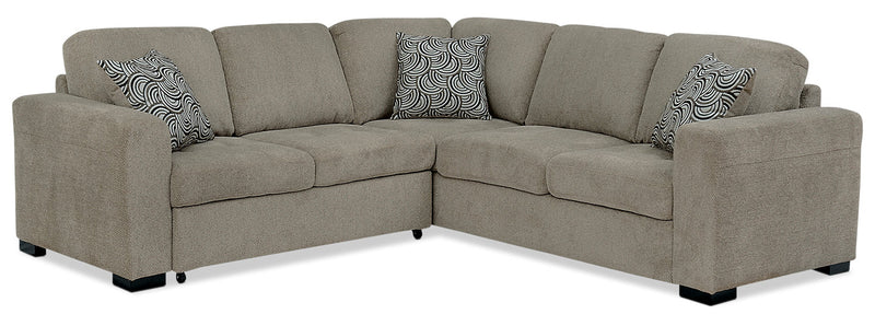 Izzy 2-Piece Chenille Sectional with Left-Facing Sleeper Bed – Platinum