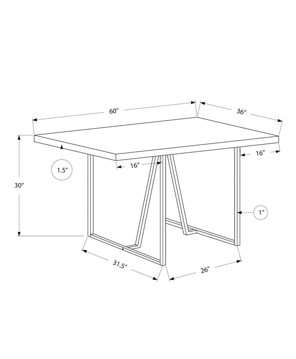 Table de salle à manger espresso et métal chromé