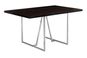Table de salle à manger espresso et métal chromé