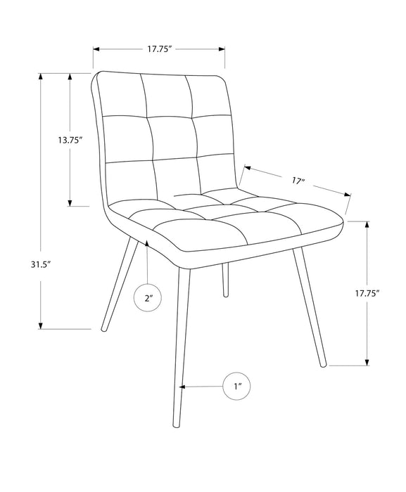 Chaise de salle à manger chrome et apparence cuir gris, 2 pièces 