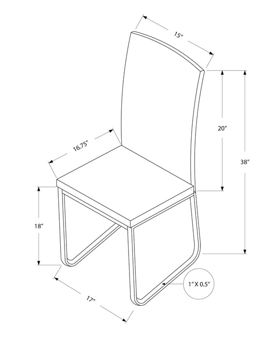 Chaise de salle à manger chrome et apparence cuir blanc, 2 pièces