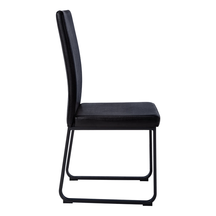 Chaise de salle à manger noir et d’apparence cuir noir, 2 pièces