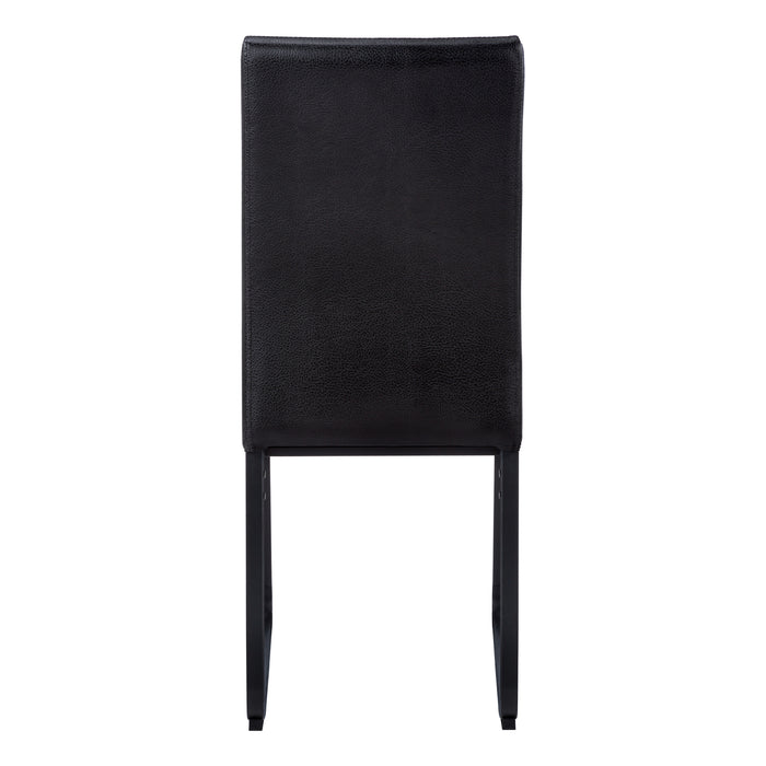 Chaise de salle à manger noir et d’apparence cuir noir, 2 pièces