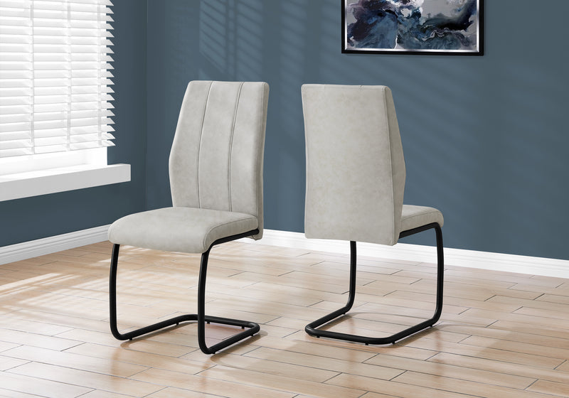 Chaise de salle à manger tissu gris et métal noir, 2 pièces