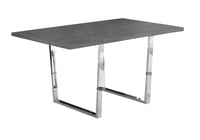 Table de salle à manger grise et métal chromé
