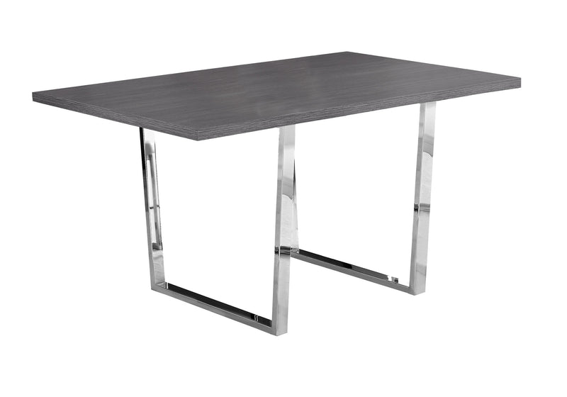 Table de salle à manger grise et métal chromé