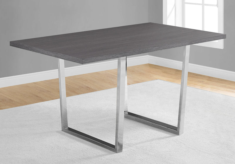Table de salle à manger grise et métal chromé