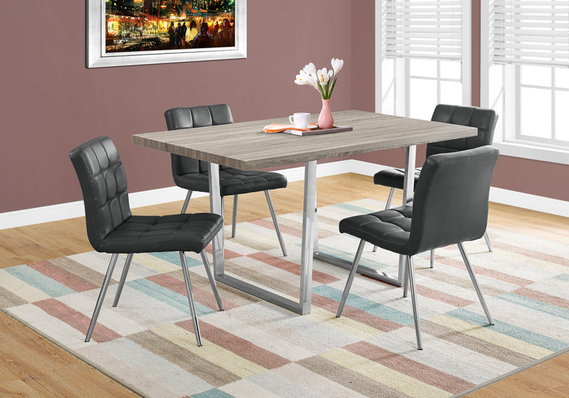 Table de salle à manger taupe foncé et métal chromé