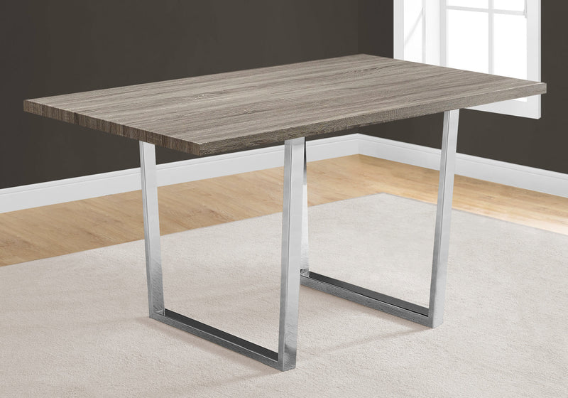 Table de salle à manger taupe foncé et métal chromé