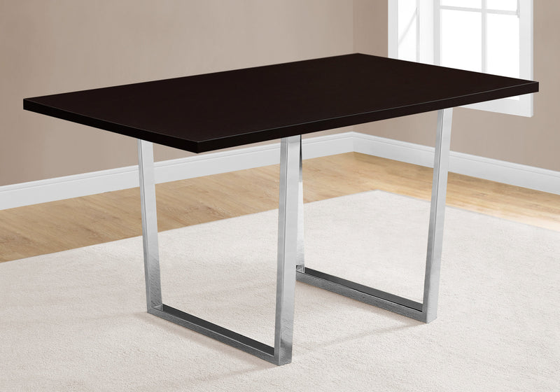 Table de salle à manger espresso et métal chromé