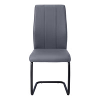 Chaise de salle à manger métal et d’apparence cuir gris, 2 pièces 