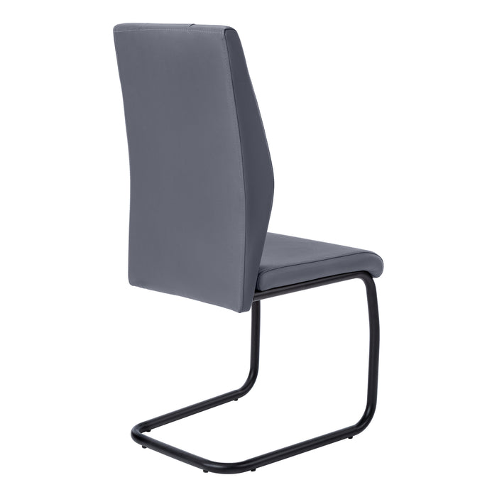 Chaise de salle à manger métal et d’apparence cuir gris, 2 pièces 