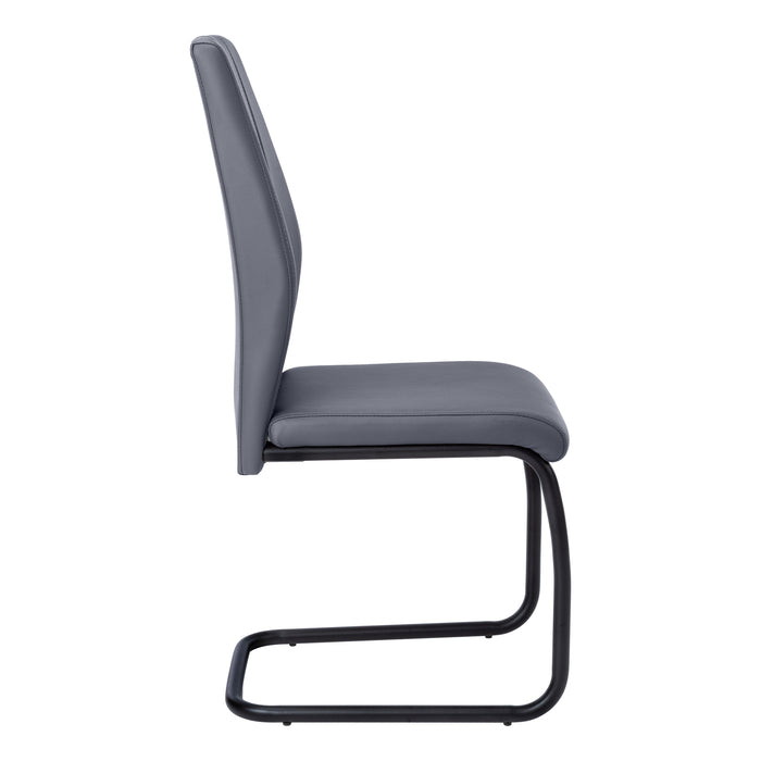 Chaise de salle à manger métal et d’apparence cuir gris, 2 pièces 