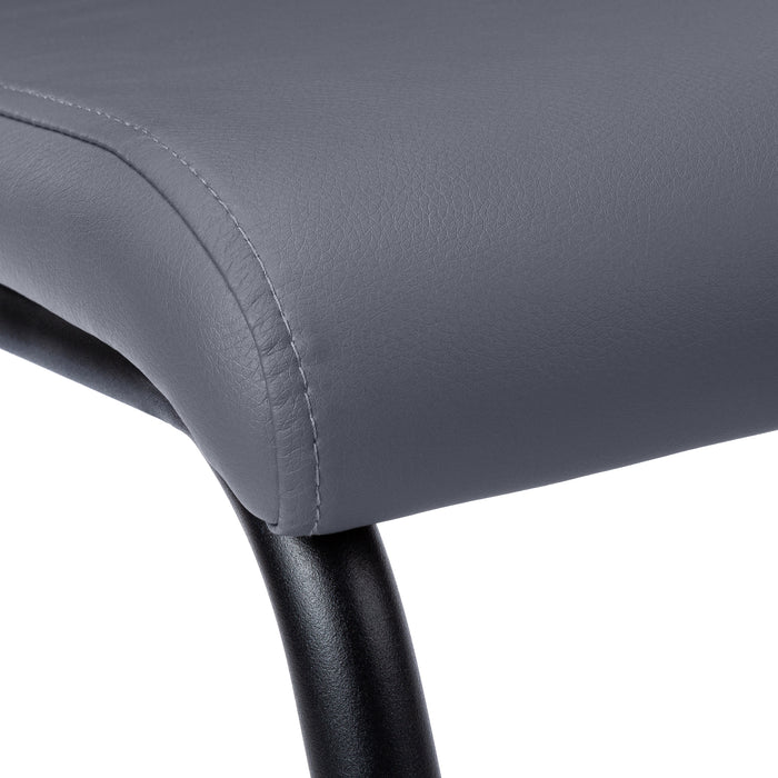 Chaise de salle à manger métal et d’apparence cuir gris, 2 pièces 