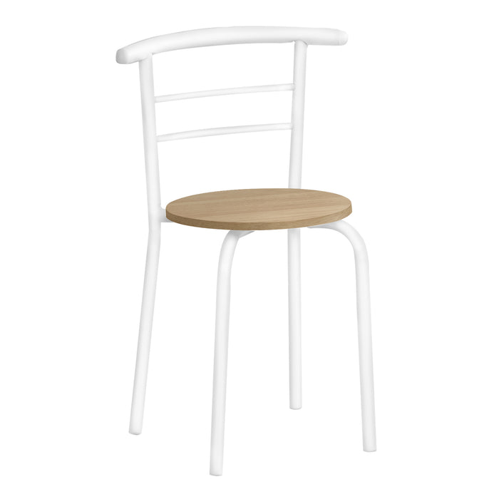 Ensemble de salle à manger à dessus naturel et métal blanc, 3 pièces