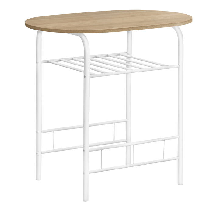 Ensemble de salle à manger à dessus naturel et métal blanc, 3 pièces