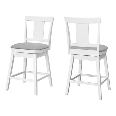 Set Of 2 White Grey Leather-look Barstool