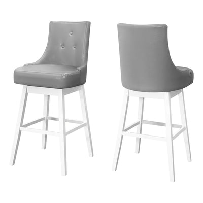 Set Of 2 White Grey Leather-look Barstool