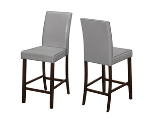 Chaise de salle à manger d’apparence cuir gris de hauteur comptoir, 2 pièces