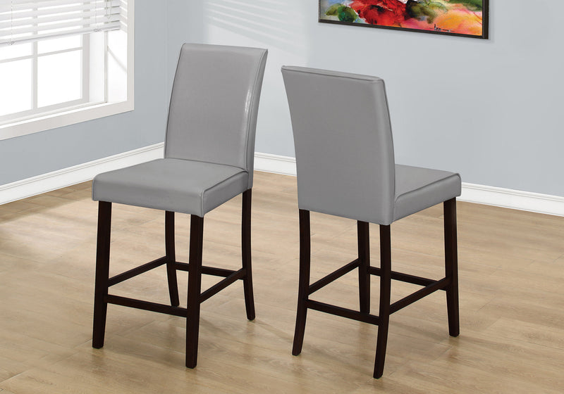 Chaise de salle à manger d’apparence cuir gris de hauteur comptoir, 2 pièces