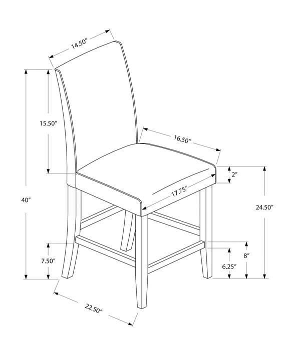 Chaise de salle à manger d’apparence cuir gris de hauteur comptoir, 2 pièces