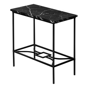 Table d’appoint étroit en métal et imitation marbre noir