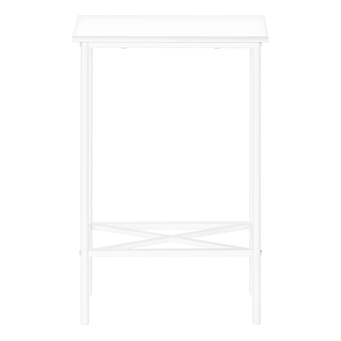 Table d’appoint étroit en métal blanc