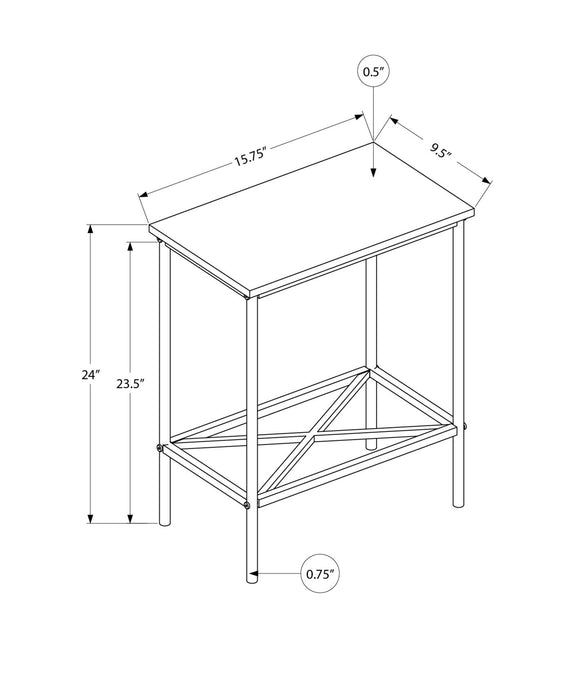 Table d’appoint étroit en métal blanc