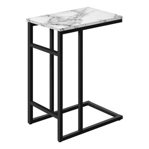 Table d’appoint métal noir et marbre blanc