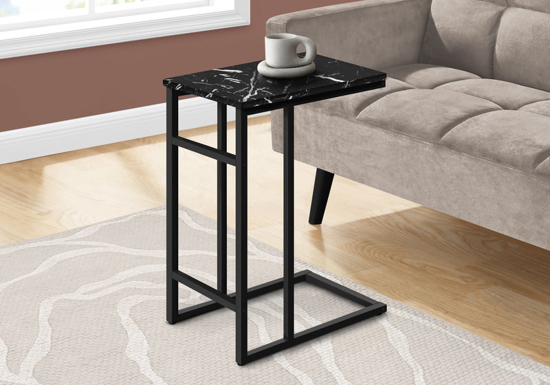 Table d’appoint métal noir et marbre noir