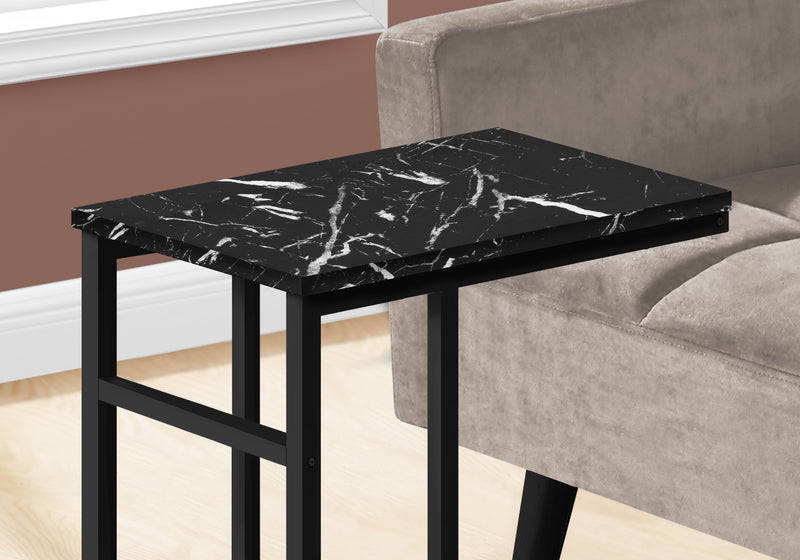 Table d’appoint métal noir et marbre noir