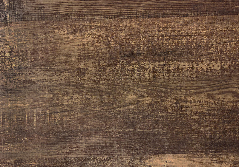 Table d'appoint en métal noir et d’apparence bois recyclé brun